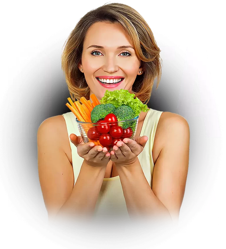Mulher saudável com vegetais frescos